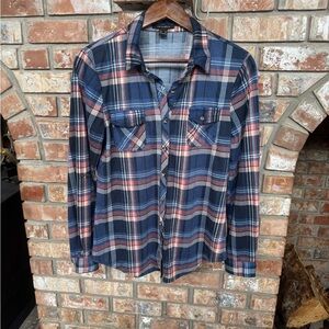 Revamped Blue and Pink Plaid Button Down Shirt - Sz Med